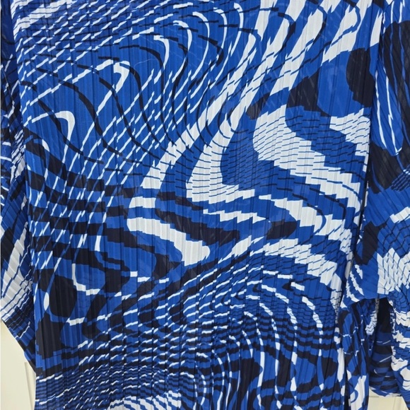 Maggie Barnes Pleated Tunic Shirt 5x Plus BlueBlack Button Up Long Sleeve Strect - Picture 12 of 12
